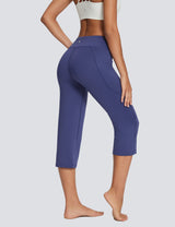 Baleaf Women's Skin-friendly Crossover High Rise Pants Estate Blue Back