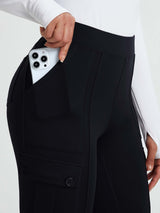 Multi-Pocket Workwear Straight-Leg Knit Fleece Pants