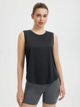 Split Round Hem Slimming Mid-Length Tank Top
