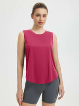 Split Round Hem Slimming Mid-Length Tank Top