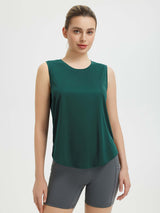 Split Round Hem Slimming Mid-Length Tank Top