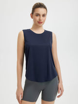 Split Round Hem Slimming Mid-Length Tank Top