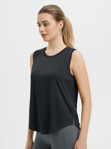 Split Round Hem Slimming Mid-Length Tank Top