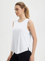 Split Round Hem Slimming Mid-Length Tank Top