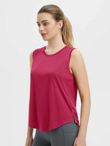 Split Round Hem Slimming Mid-Length Tank Top