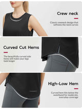 Split Round Hem Slimming Mid-Length Tank Top