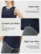 Split Round Hem Slimming Mid-Length Tank Top