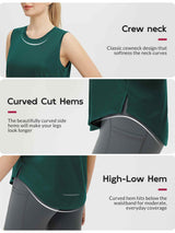Split Round Hem Slimming Mid-Length Tank Top