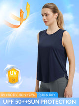 Split Round Hem Slimming Mid-Length Tank Top