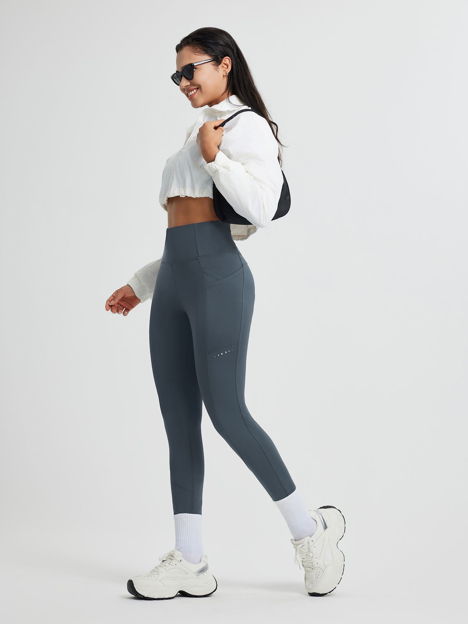 Running Cross Pocket Fleece Tight Leggings
