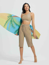 15' Knit Elastic Waist Beach Capris