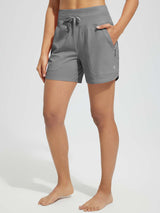 5' Knit Knit Zip Elastic Waist Short Beach Shorts