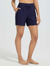 5" Knit Knit Zip Elastic Waist Short Beach Shorts