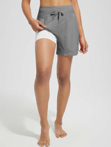 5' Knit Knit Zip Elastic Waist Short Beach Shorts