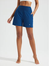 5' Zip Needle Woven Patchwork Elastic Waist Short Beach Shorts
