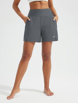 5" Zip Needle Woven Patchwork Elastic Waist Short Beach Shorts