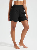 5' Zip Needle Woven Patchwork Elastic Waist Short Beach Shorts