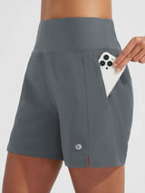 5' Zip Needle Woven Patchwork Elastic Waist Short Beach Shorts