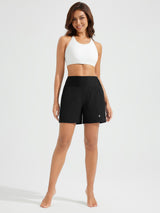 5' Zip Needle Woven Patchwork Elastic Waist Short Beach Shorts