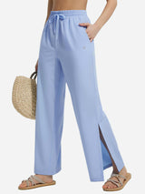 Wide-Leg Woven Elastic Waist Pants