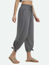 Wide-Leg Woven Elastic Waist Pants