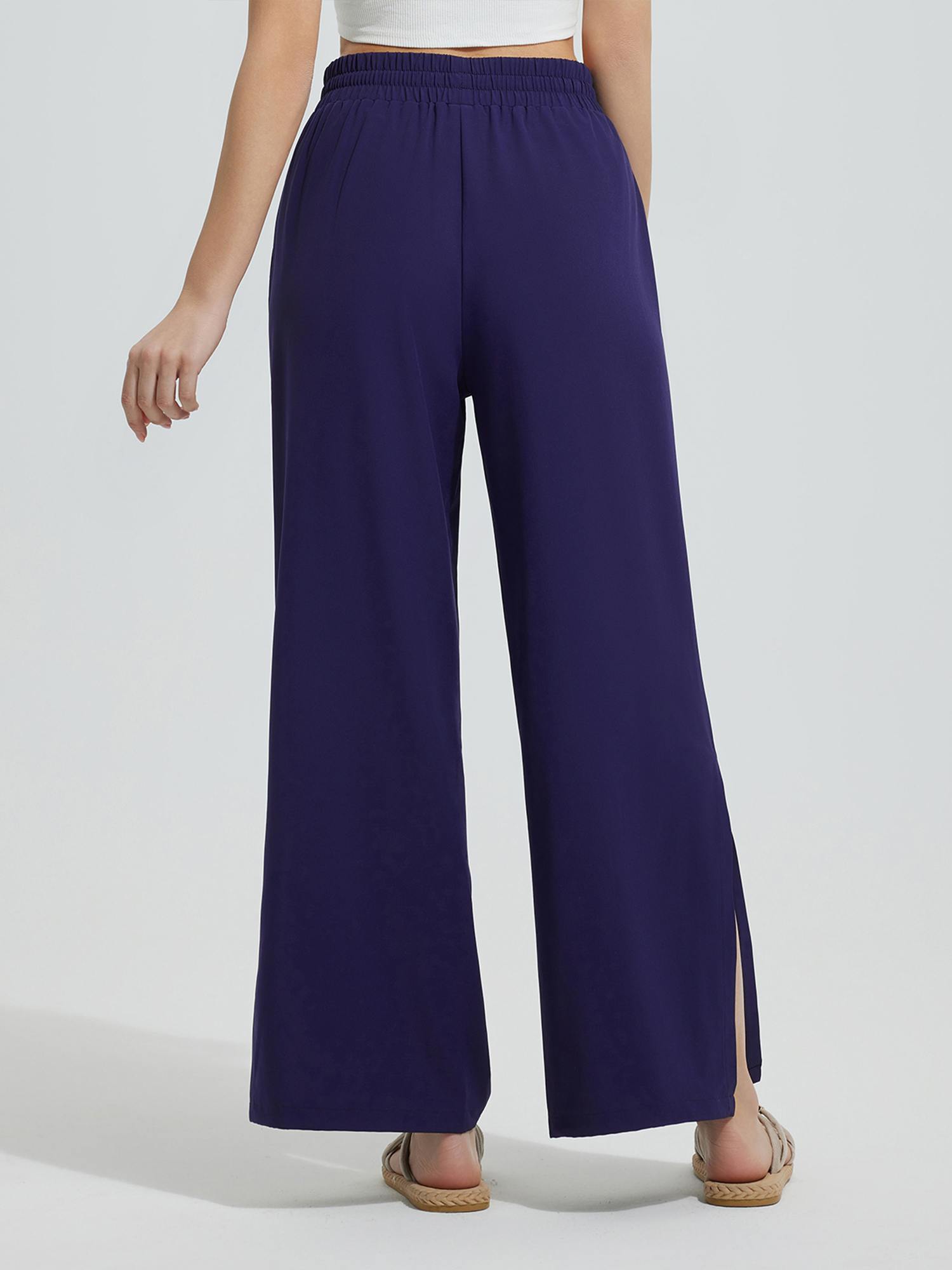 Wide-Leg Woven Elastic Waist Pants
