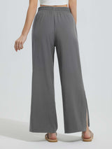 Wide-Leg Woven Elastic Waist Pants