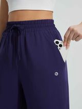 Wide-Leg Woven Elastic Waist Pants