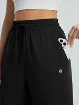 Wide-Leg Woven Elastic Waist Pants