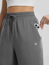 Wide-Leg Woven Elastic Waist Pants