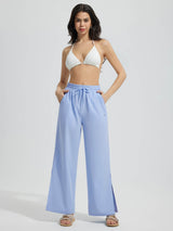 Wide-Leg Woven Elastic Waist Pants