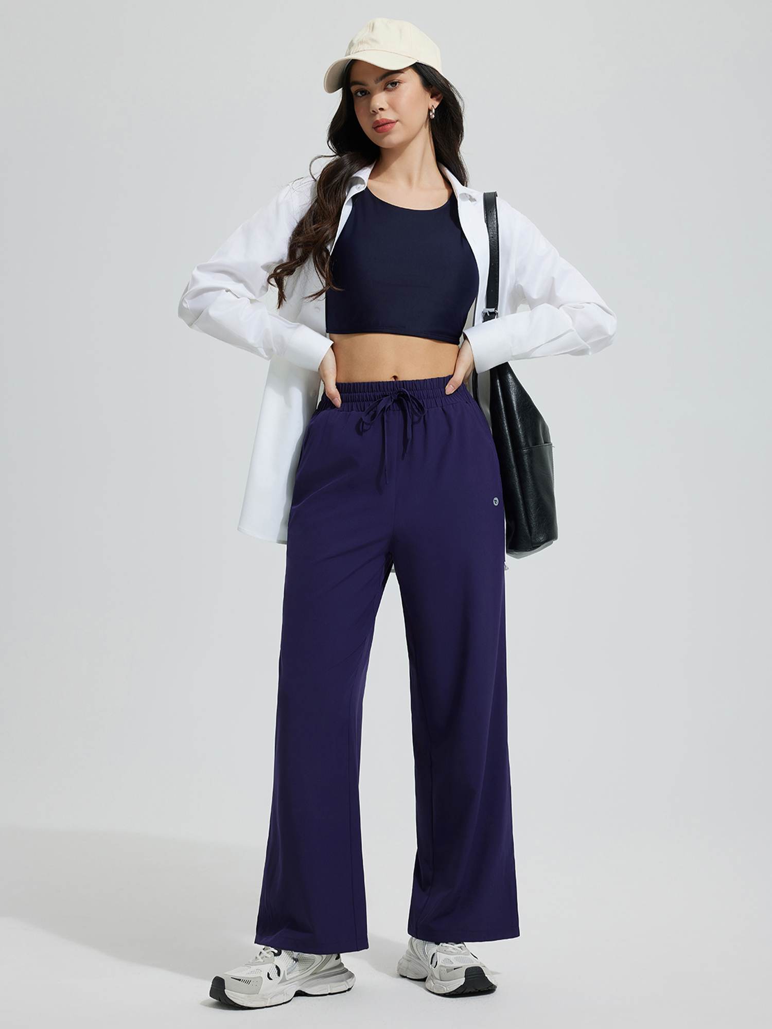 Wide-Leg Woven Elastic Waist Pants