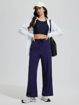 Wide-Leg Woven Elastic Waist Pants