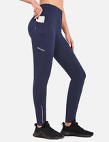 Baleaf Women's High-Waisted Fleece Lined Cycling Pants cai040 Ocean Cavern Side