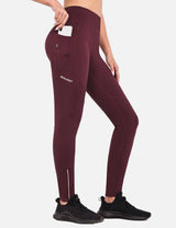 Baleaf Women's High-Waisted Fleece Lined Cycling Pants cai040 Tawny Port Side