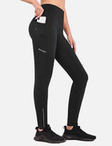 Baleaf Women's High-Waisted Fleece Lined Cycling Pants cai040 Black Side