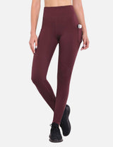 Baleaf Women's High-Waisted Fleece Lined Cycling Pants cai040 Tawny Port Front