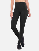 Baleaf Women's High-Waisted Fleece Lined Cycling Pants cai040 Black Front