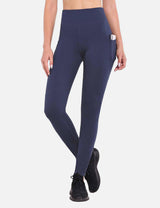 Baleaf Women's High-Waisted Fleece Lined Cycling Pants cai040 Ocean Cavern Front