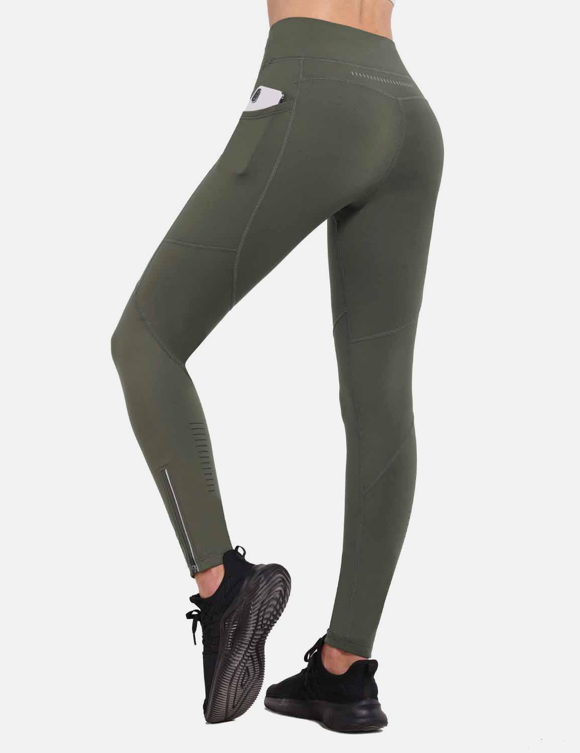 Baleaf Women's High-Waisted Fleece Lined Cycling Pants cai040 Grape Leaf Back