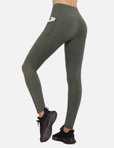 Baleaf Women's High-Waisted Fleece Lined Cycling Pants cai040 Grape Leaf Back