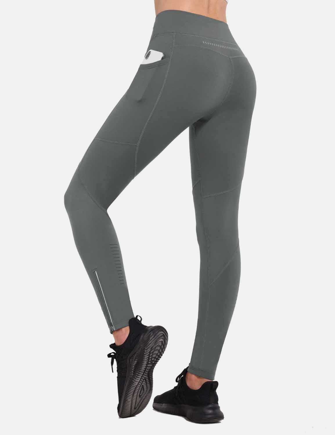 Baleaf Women's High-Waisted F leece Lined Cycling Pants cai040 Grape Leaf Side