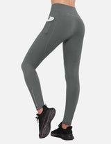 Baleaf Women's High-Waisted F leece Lined Cycling Pants cai040 Grape Leaf Side