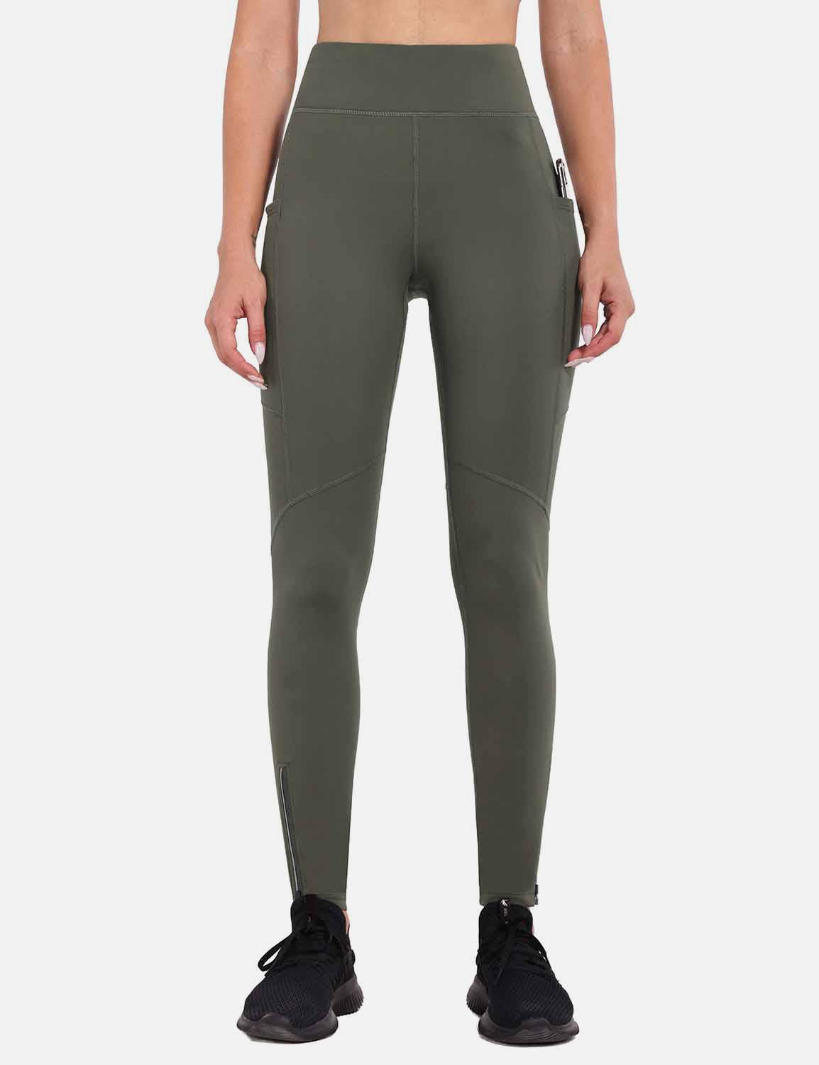 Baleaf Women's High-Waisted Fleece Lined Cycling Pants cai040 Grape Leaf Front