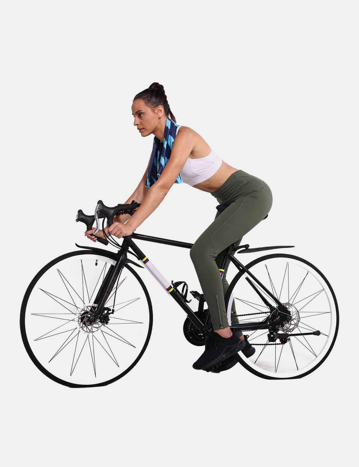 Baleaf Women's High-Waisted Fleece Lined Cycling Pants cai040 Grape Leaf Full