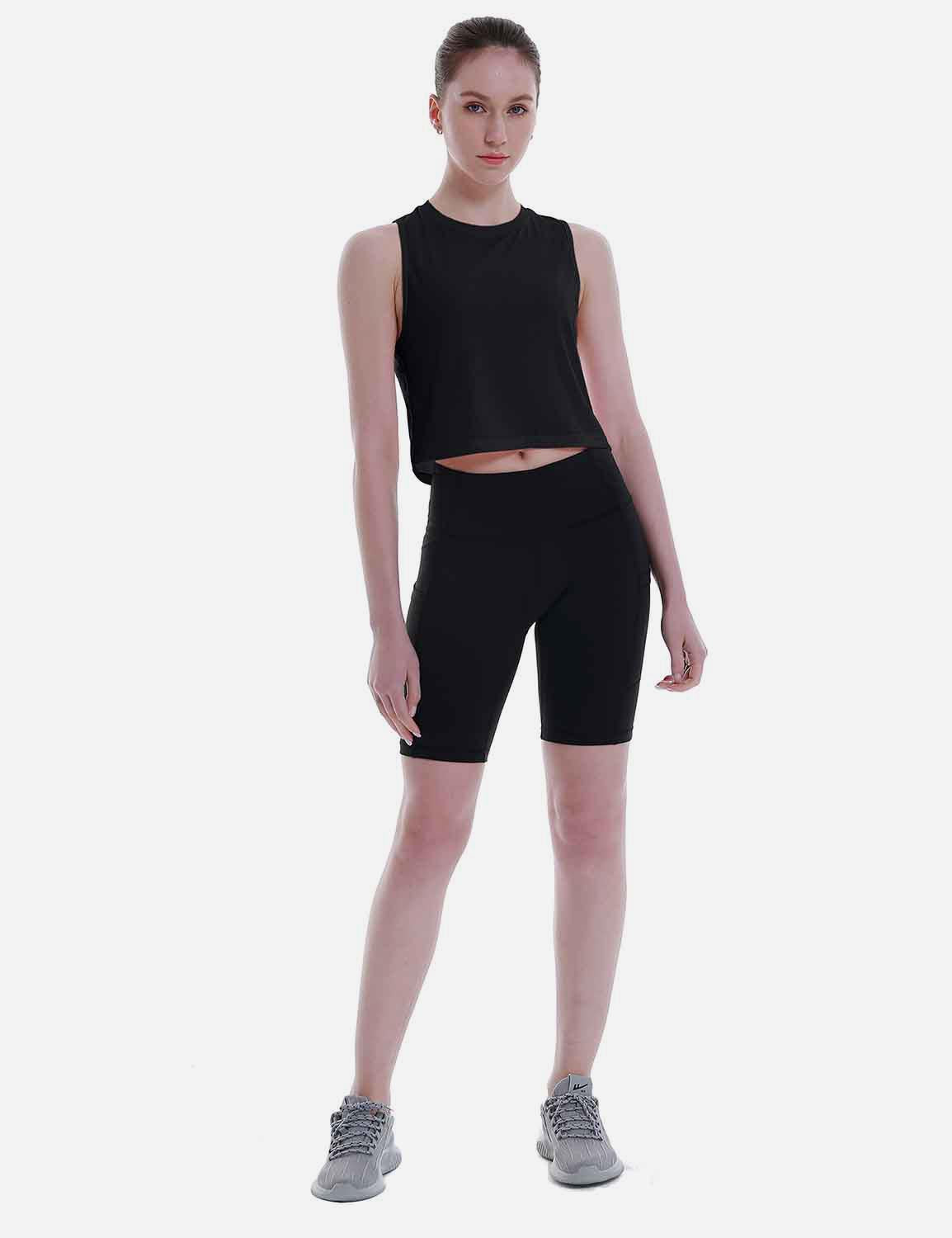 Baleaf Women's Super Soft Sleeveless Muscle Yoga Crop Tops cbd012 Black Full