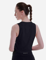 Baleaf Women's Super Soft Sleeveless Muscle Yoga Crop Tops cbd012 Black Back