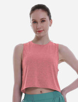 Baleaf Women's Super Soft Sleeveless Muscle Yoga Crop Tops cbd012 Heather Coral Front