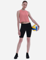 Baleaf Women's Super Soft Sleeveless Muscle Yoga Crop Tops cbd012 Heather Coral Full