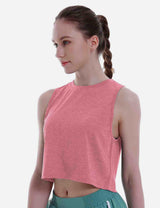 Baleaf Women's Super Soft Sleeveless Muscle Yoga Crop Tops cbd012 Heather Coral Side